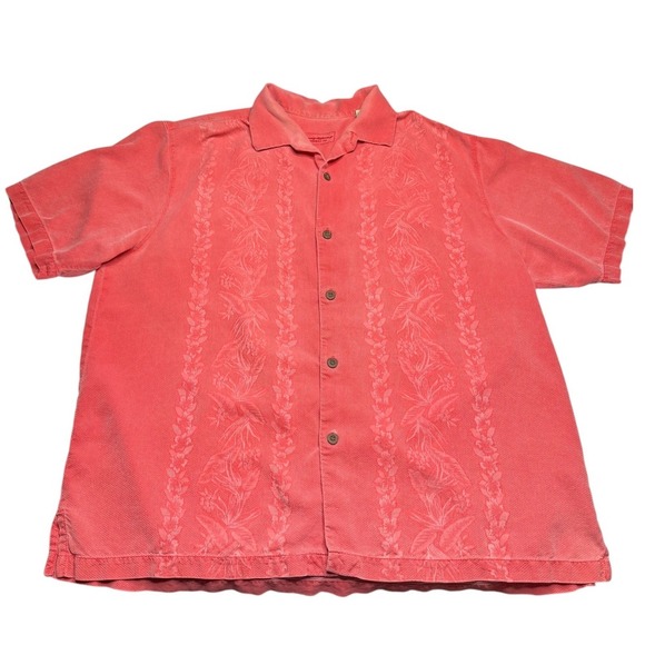 Tommy Bahama 100% Silk Original Fit Button Down Short Sleeve Coral XL - Picture 1 of 7